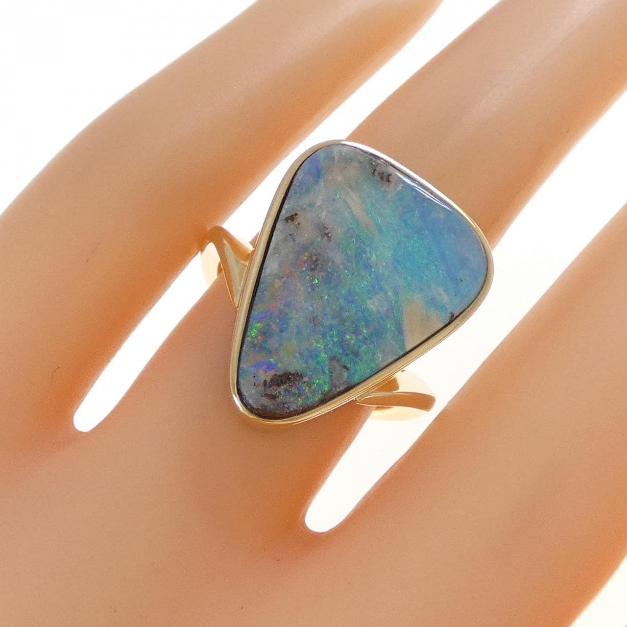 K18YG ボルダーオパール リング