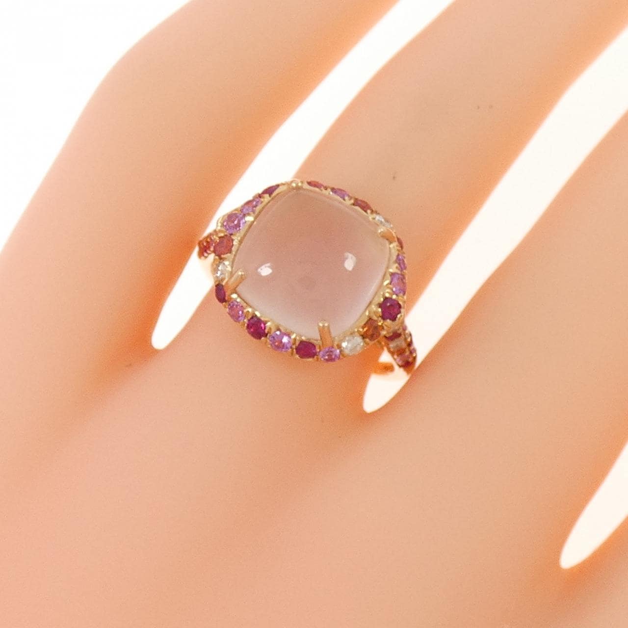 18KPG ローズクオーツ リング 4.40CT