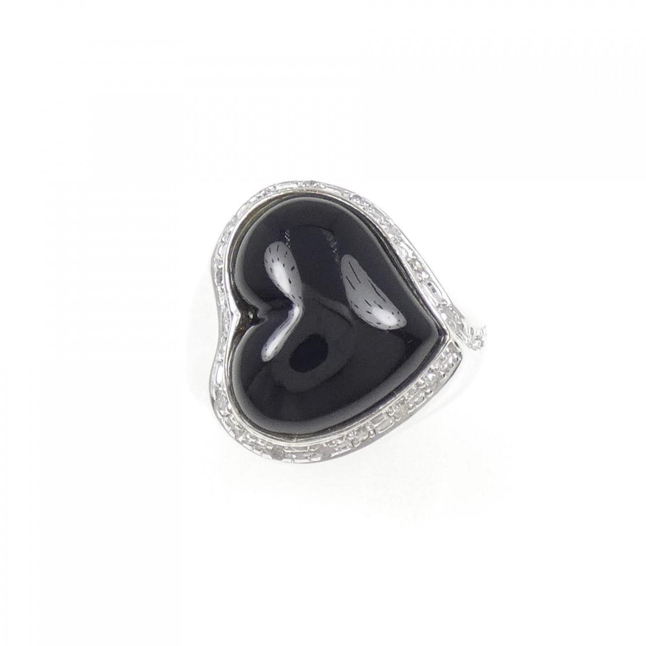 K14WG ハート オニキス リング