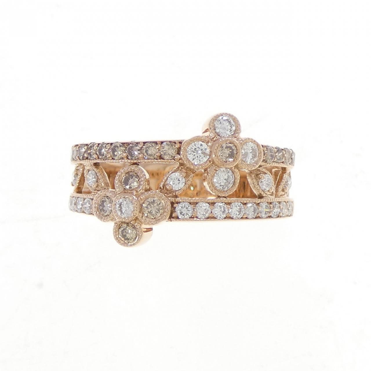 K18PG フラワー ダイヤモンド リング 0.60CT