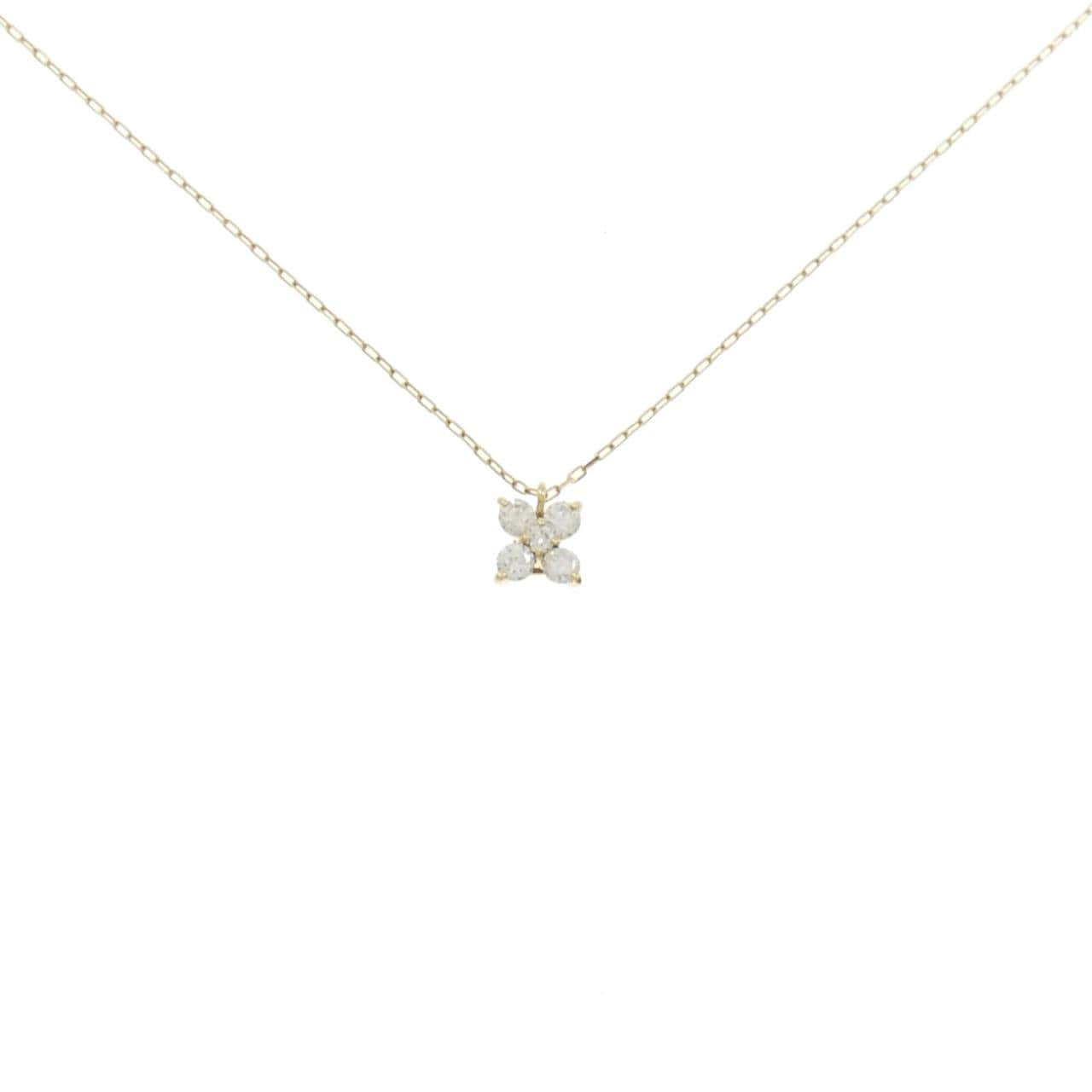 K18YG フラワー ダイヤモンド ネックレス 0.20CT