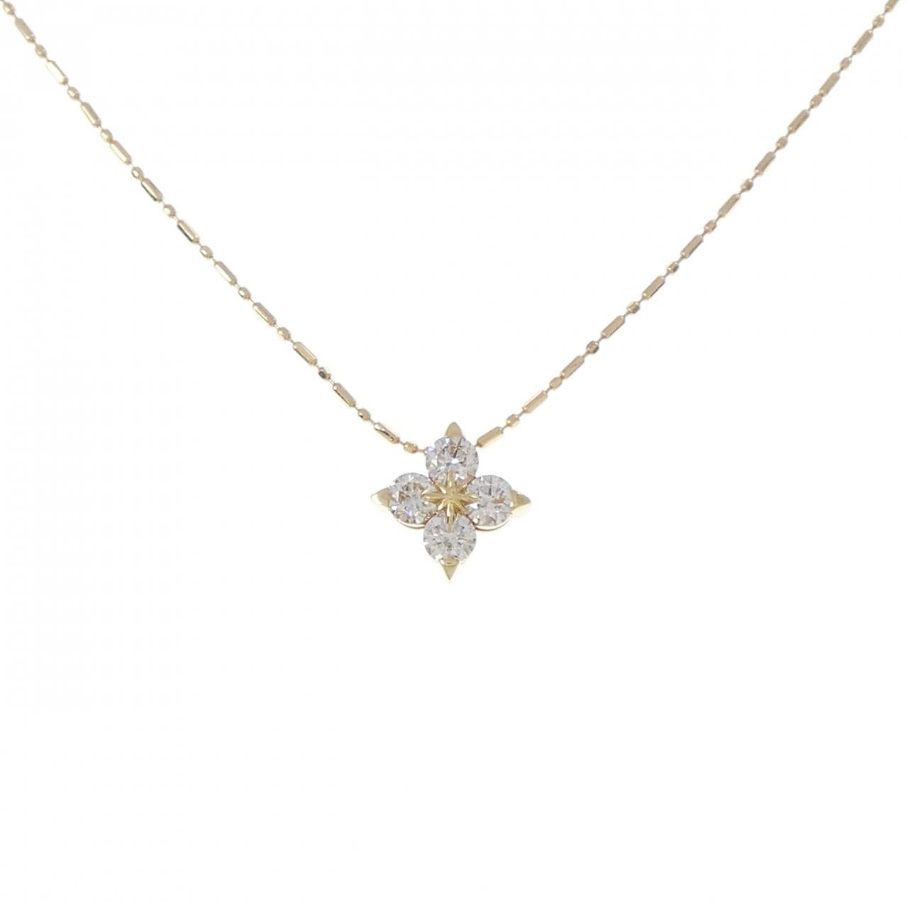 K18YG フラワー ダイヤモンド ネックレス 0.50CT