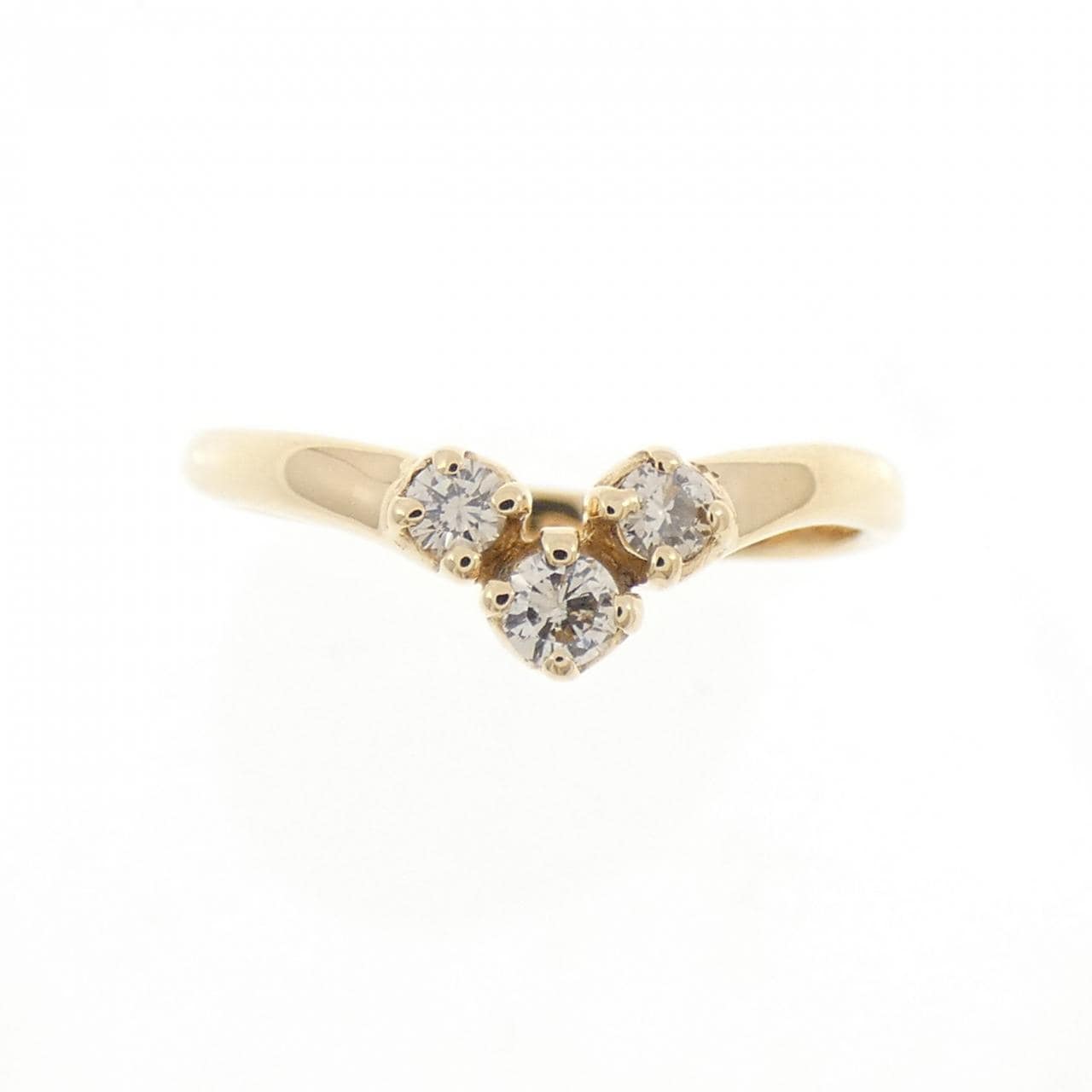 K18YG スリーストーン ダイヤモンド リング 0.16CT