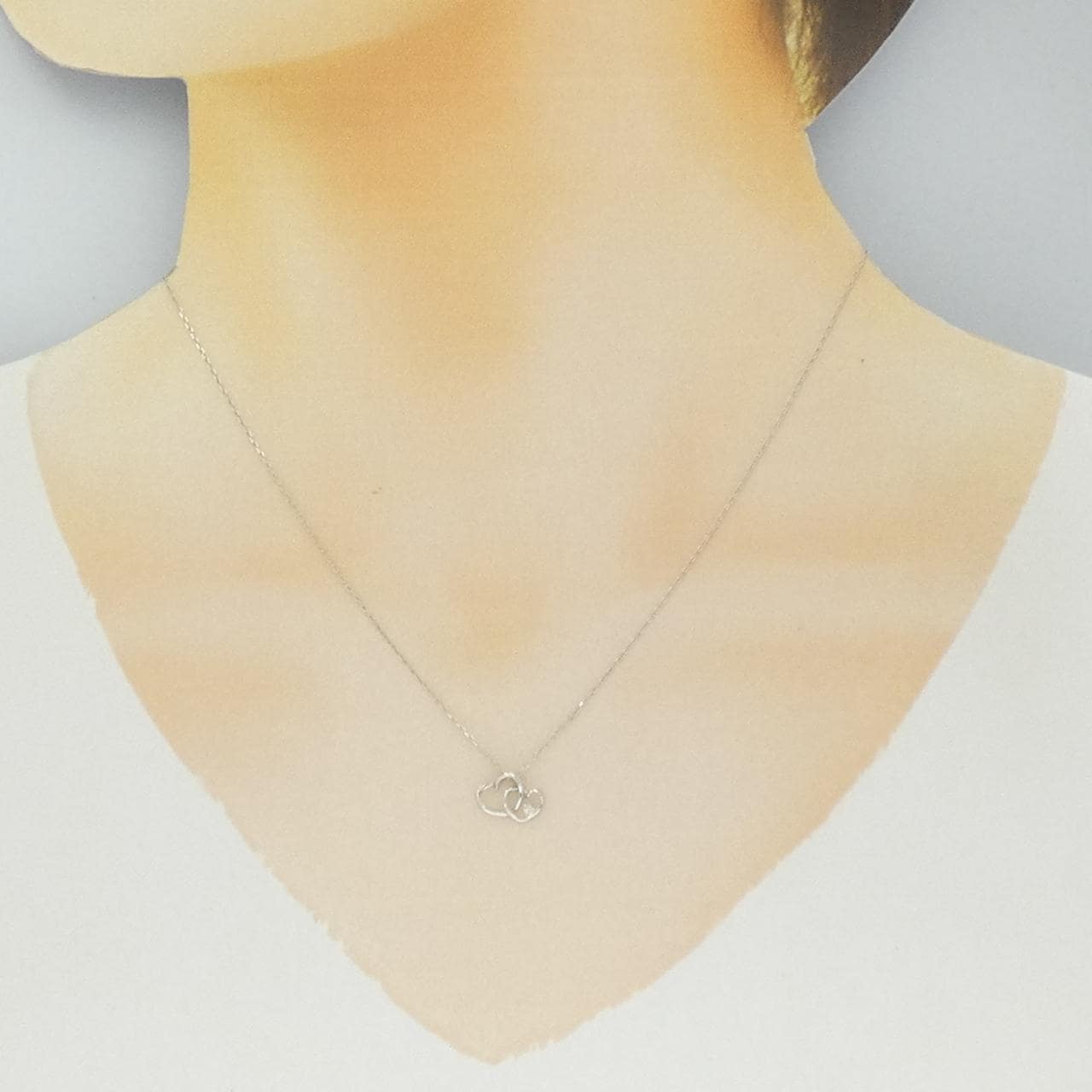 K10WG ハート ダイヤモンド ネックレス 0.01CT