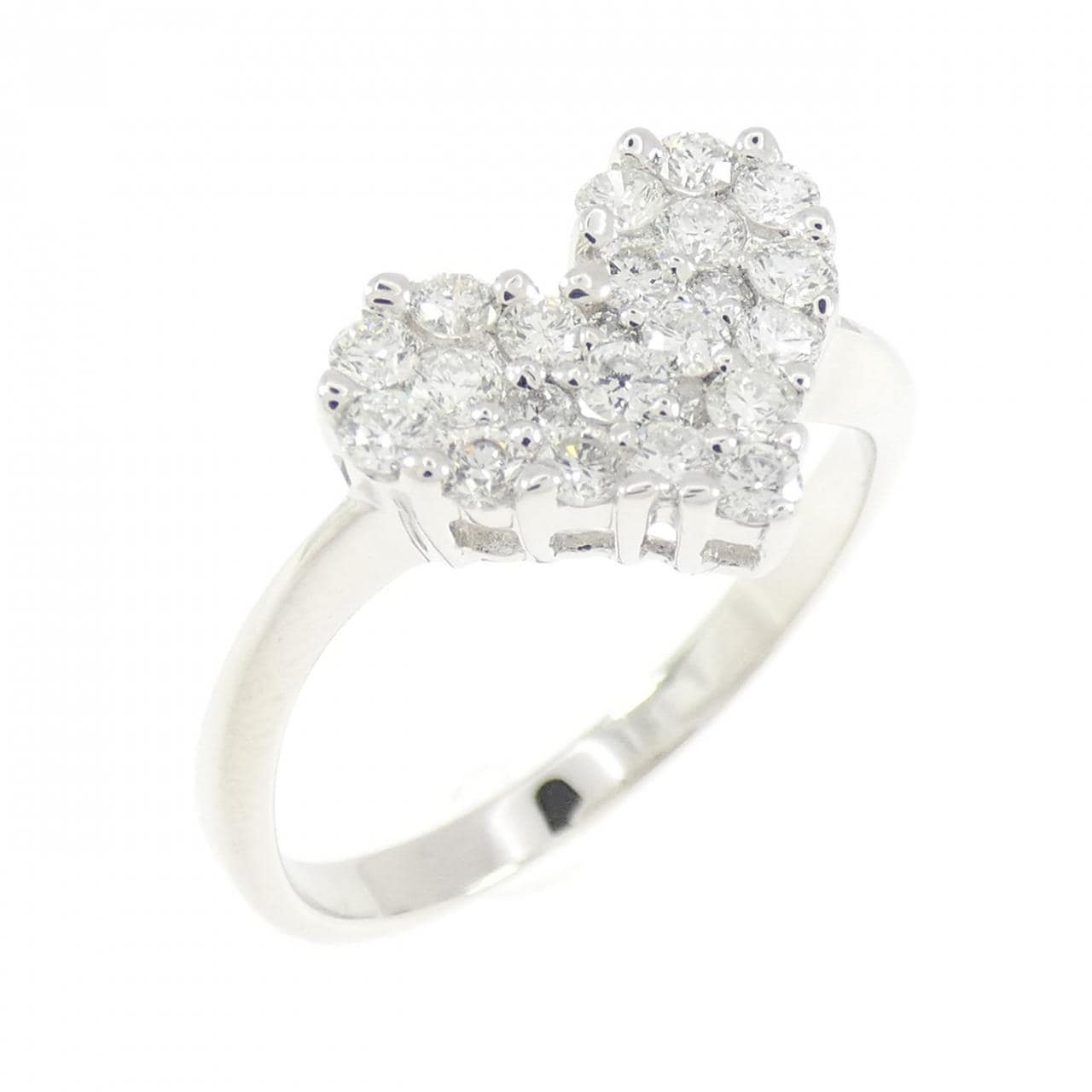 K18WG ハート パヴェ ダイヤモンド リング 0.50CT