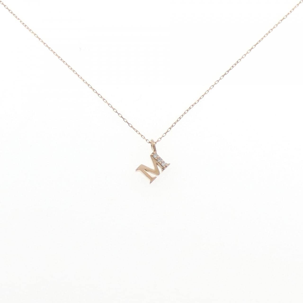 K10PG イニシャルM ダイヤモンド ネックレス 0.01CT