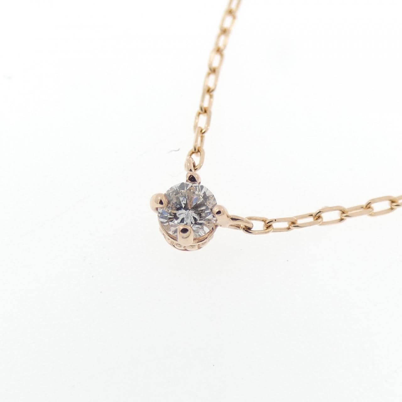 K10PG ソリティア ダイヤモンド ネックレス 0.10CT