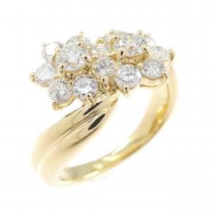 K18YG フラワー ダイヤモンド リング 1.00CT