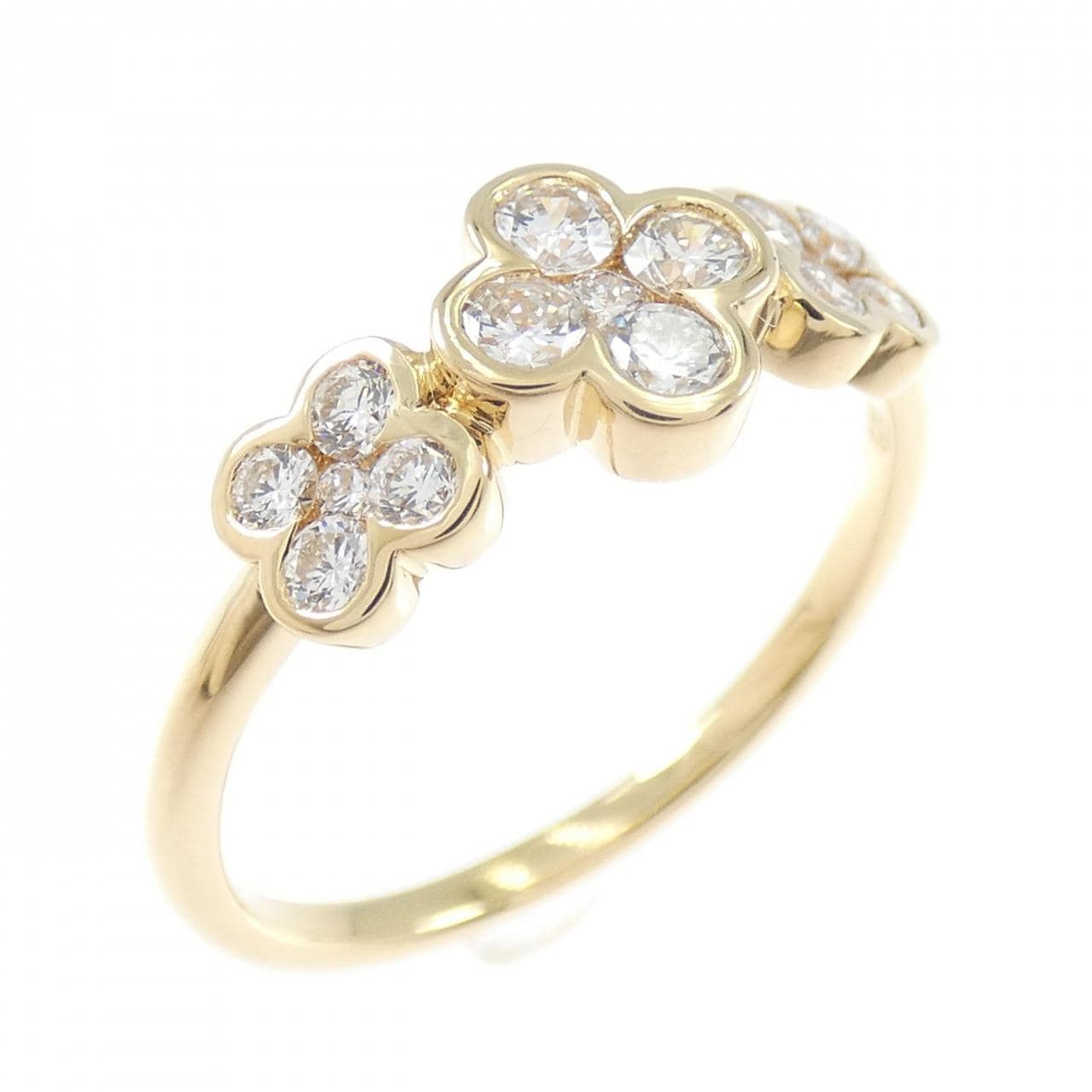 K18YG フラワー ダイヤモンド リング 0.45CT