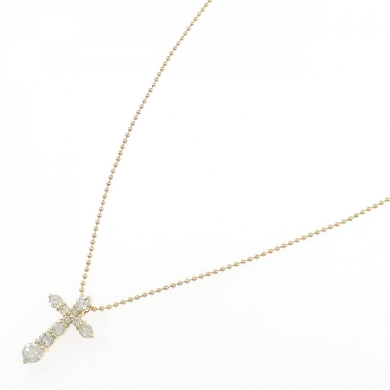 K18YG クロス ダイヤモンド ネックレス 0.51CT