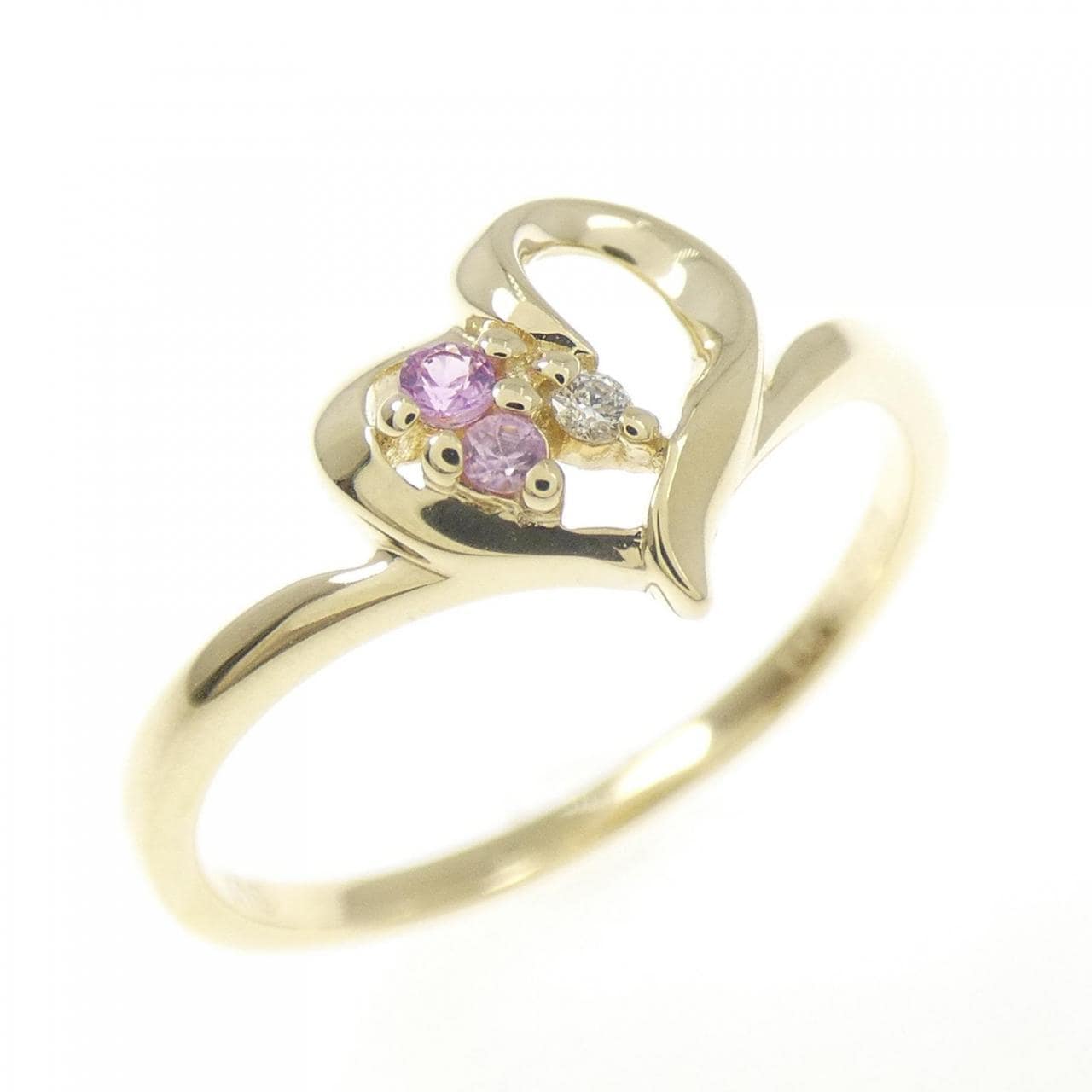 K10YG ハート サファイヤ リング 0.03CT