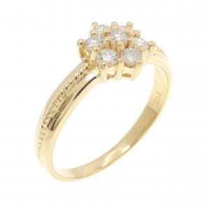 K18YG フラワー ダイヤモンド リング 0.34CT