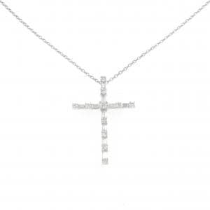 K18WG クロス ダイヤモンド ネックレス 0.68CT