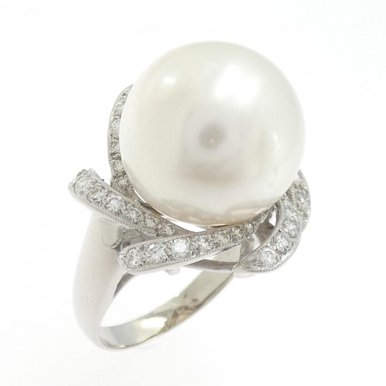 K18WG 白蝶パール リング 14.7mm