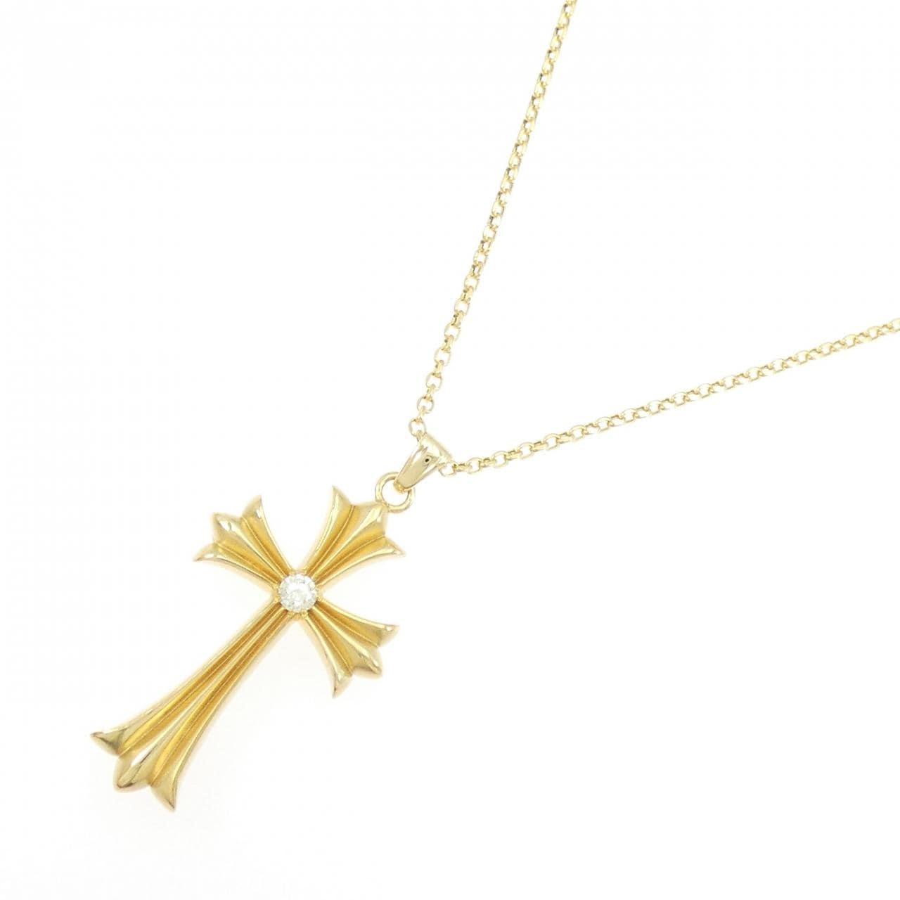 K18YG クロス ダイヤモンド ネックレス 0.215CT