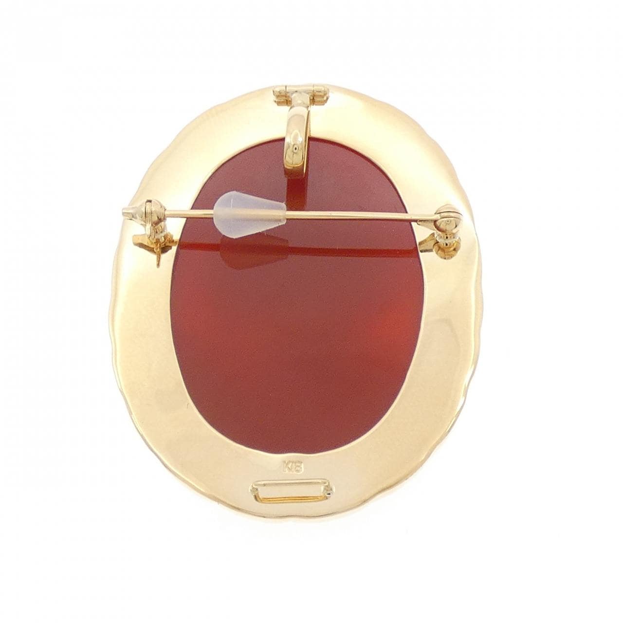 K18YG agate cameo brooch