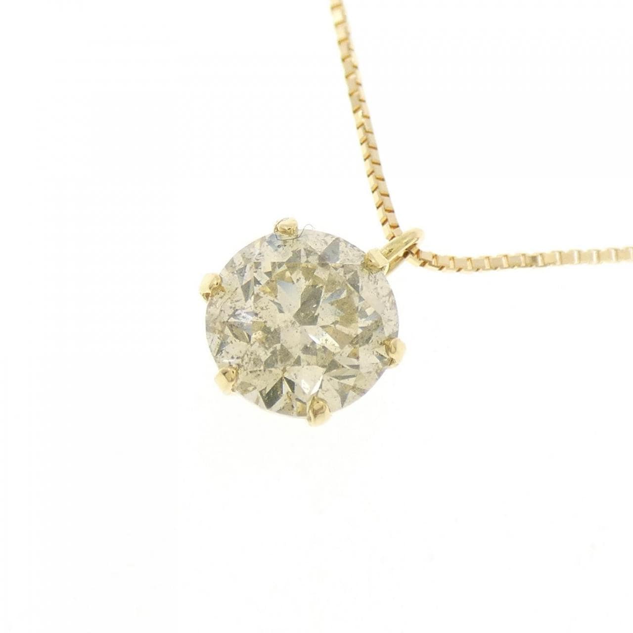 K18YG ソリティア ダイヤモンド ネックレス 1.078CT