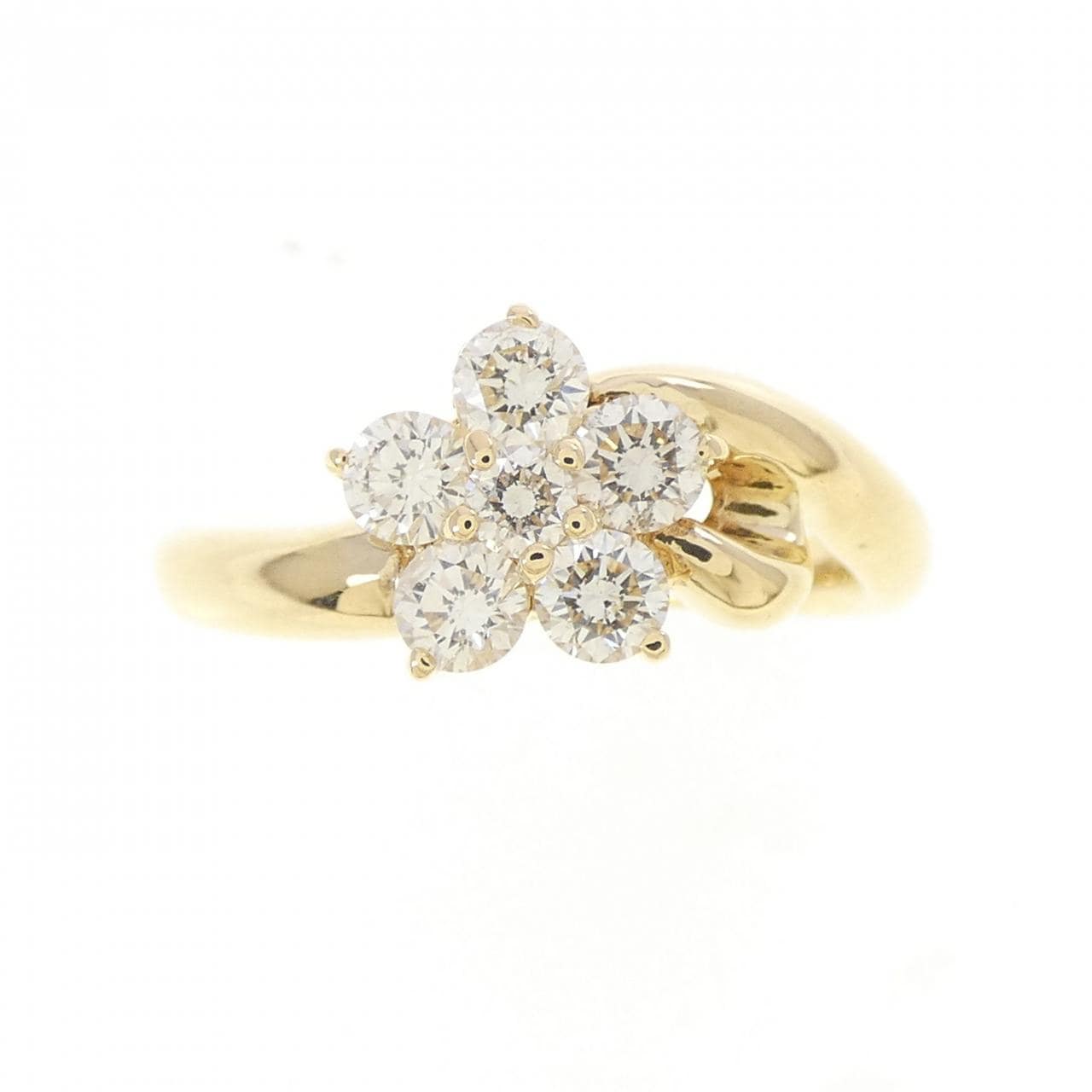 K18YG フラワー ダイヤモンド リング 0.50CT