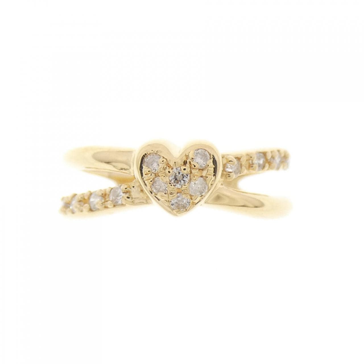 K18YG ハート ダイヤモンド ピンキー リング 0.13CT