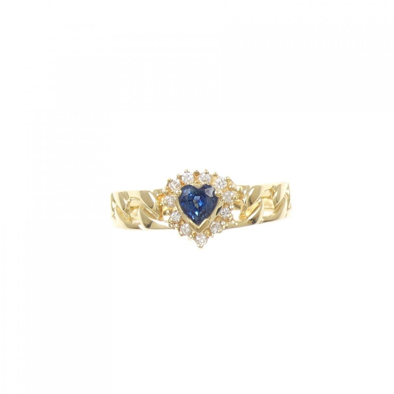 K18YG ハート サファイヤ リング