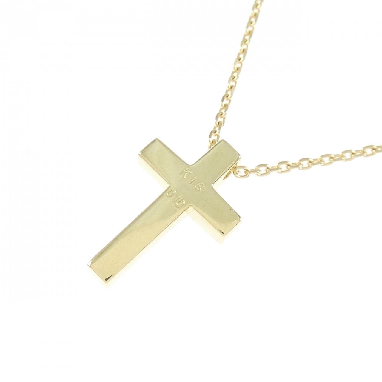 K18YG cross Diamond necklace 0.10CT