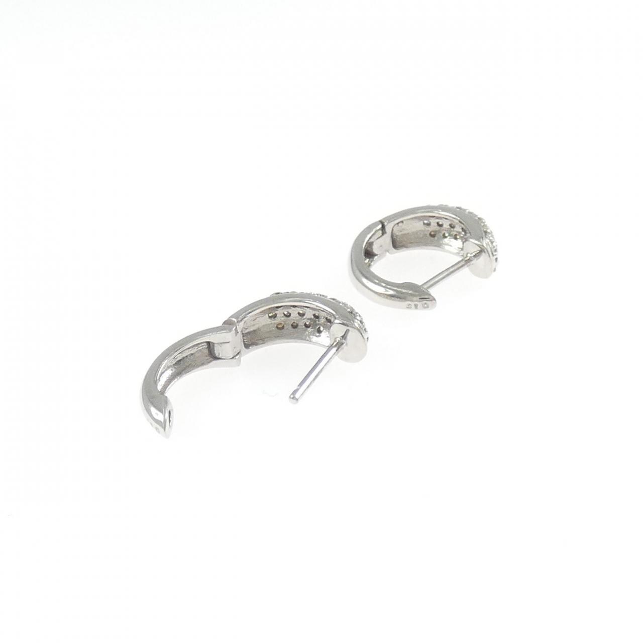 K18WG パヴェ ダイヤモンド フープ ピアス 0.30CT