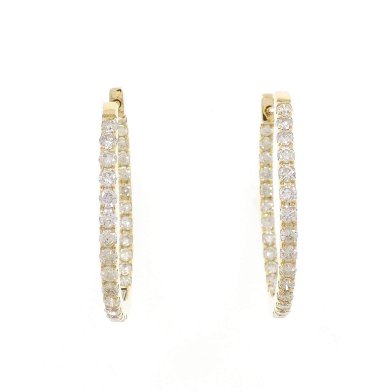 K18YG フープ ダイヤモンド ピアス 1.00CT