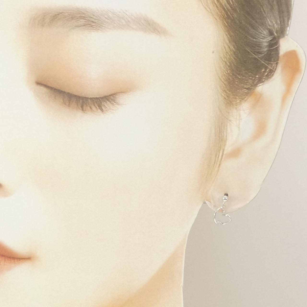 K14WG ハート ダイヤモンド ピアス 0.02CT