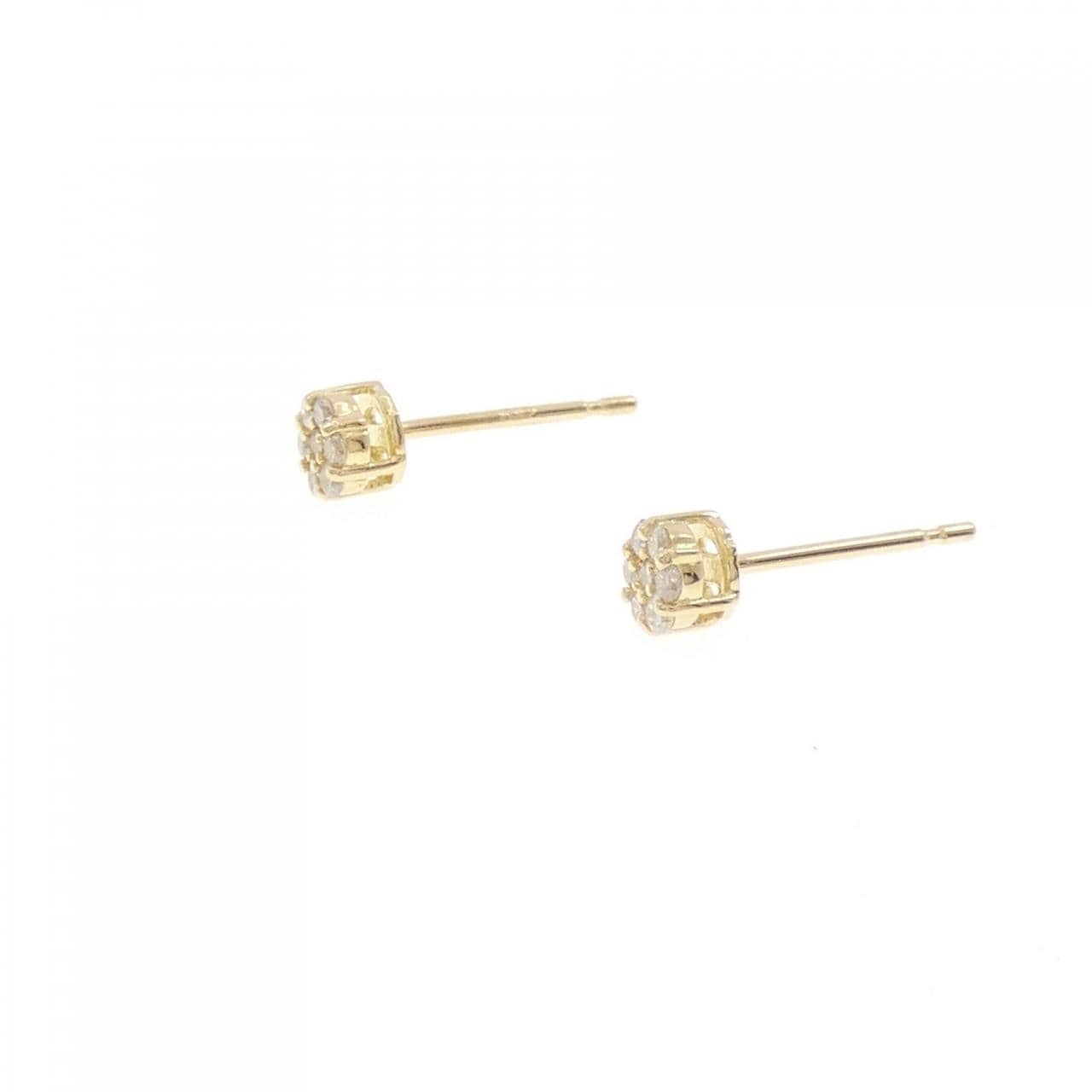 【新品】K18YG フラワー ダイヤモンド ピアス 0.10CT