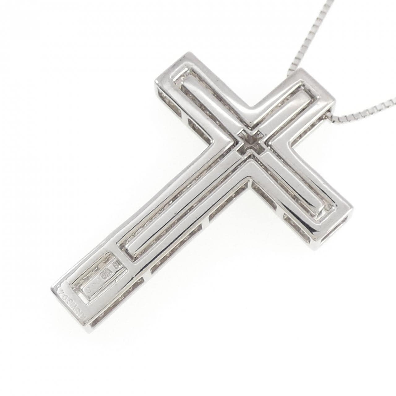 K18WG クロス ダイヤモンド ネックレス 0.55CT