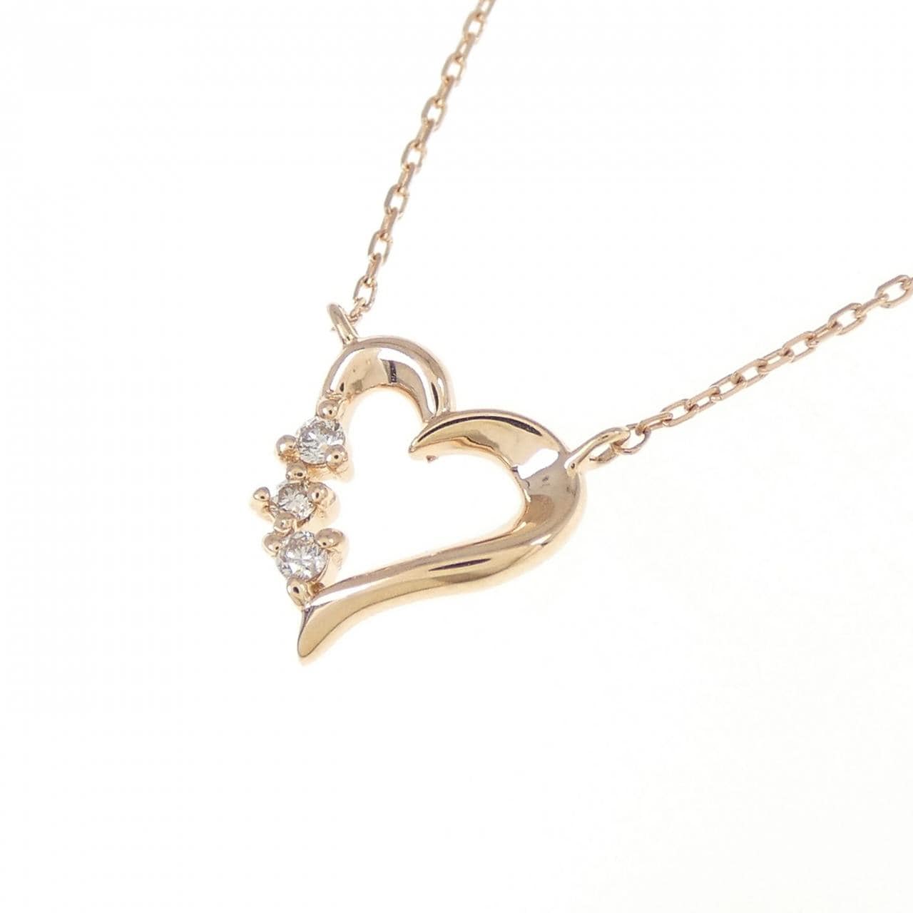 K10PG ハート ダイヤモンド ネックレス 0.03CT