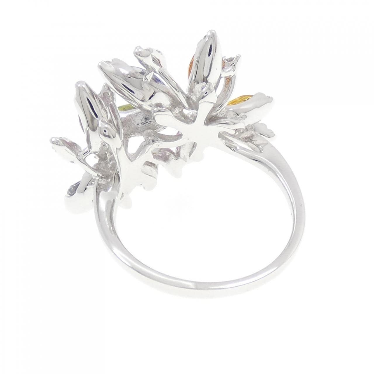 K14WG フラワー サファイヤ リング 2.77CT
