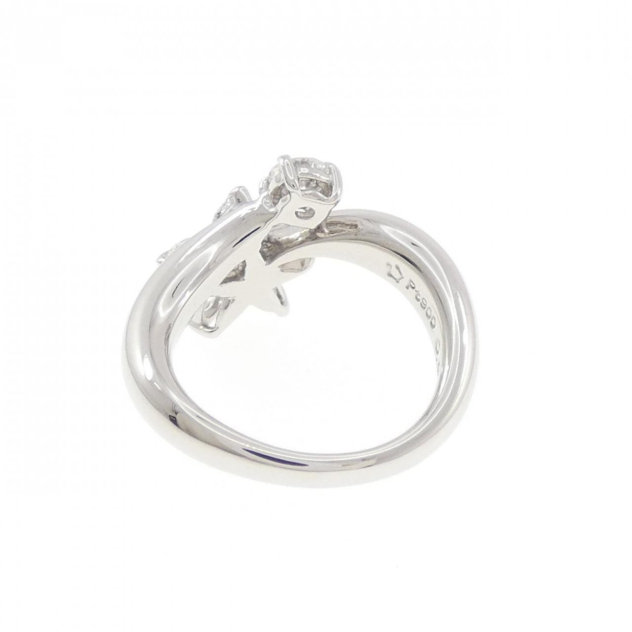 PT900 フラワー ダイヤモンド ピンキーリング 0.58CT