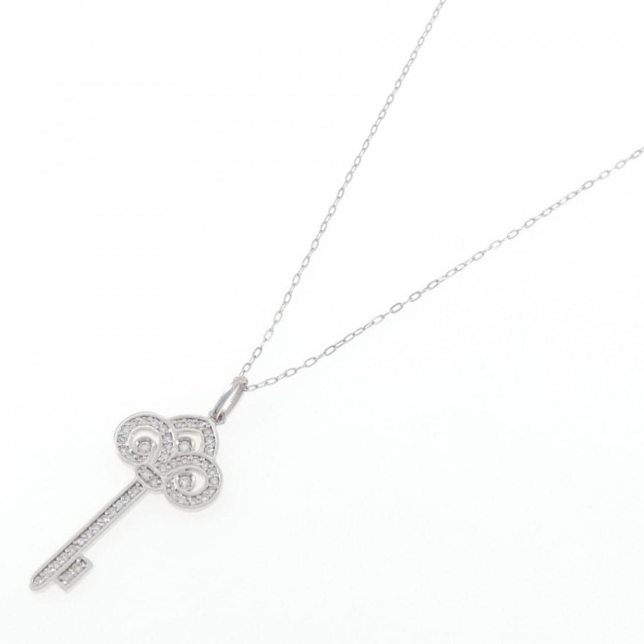 K18WG キー ダイヤモンド ネックレス 0.28CT
