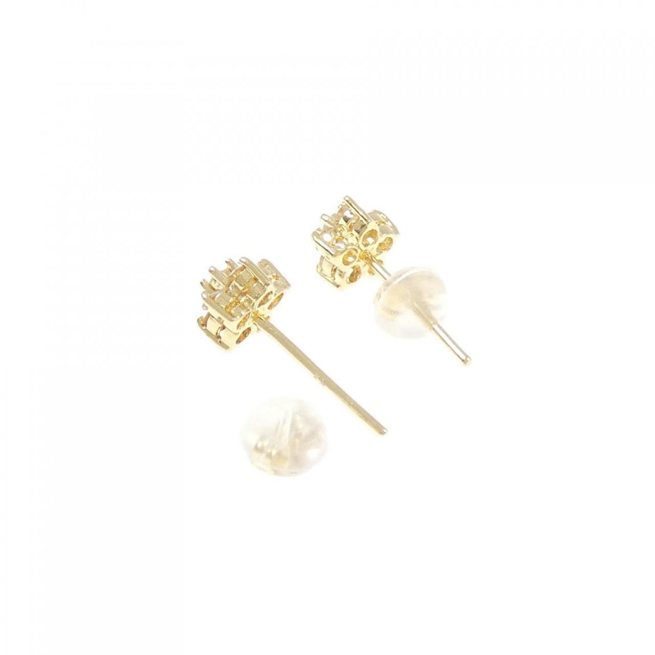 K18YG フラワー ダイヤモンド ピアス