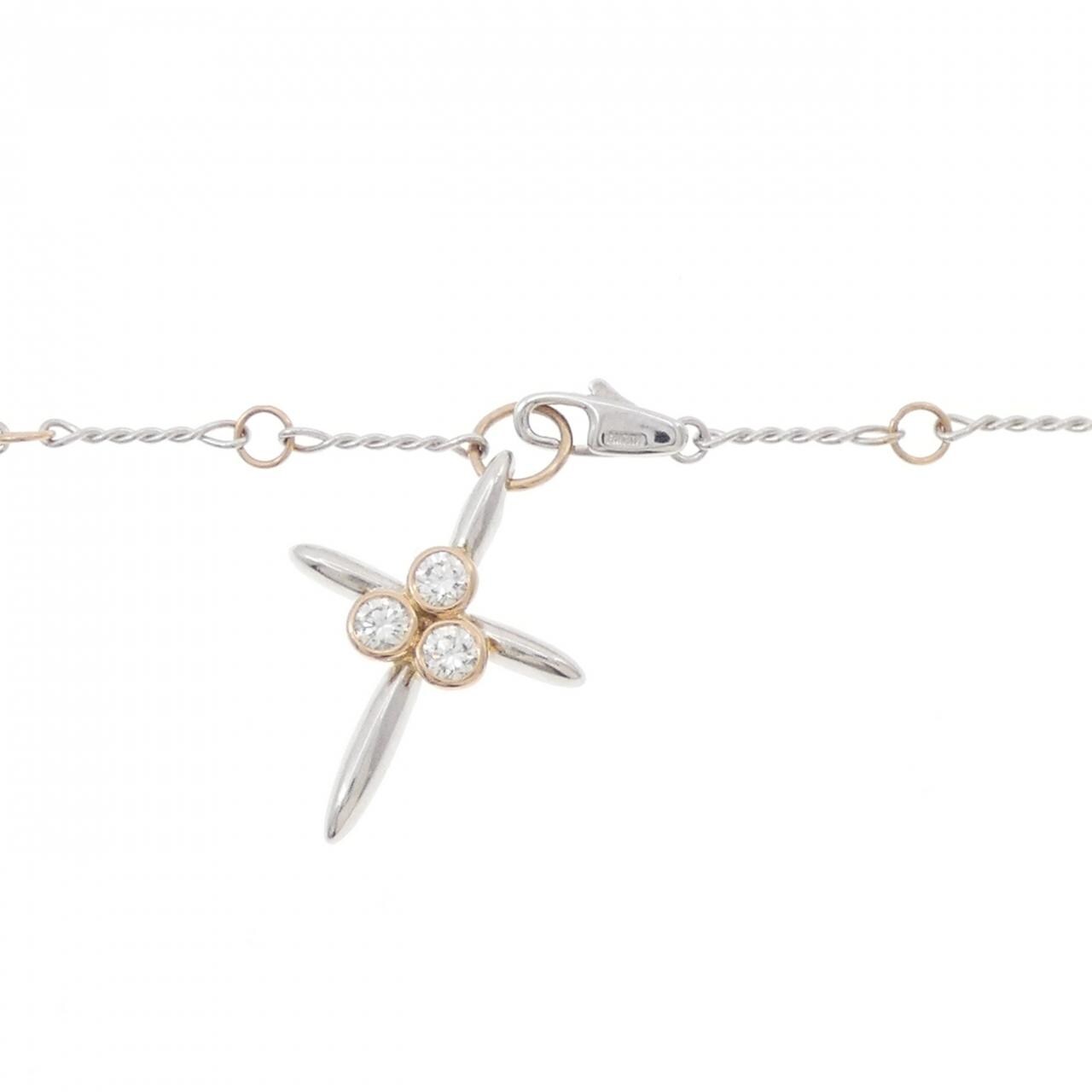 K18WG/K18PG クロス ダイヤモンド ネックレス 0.27CT