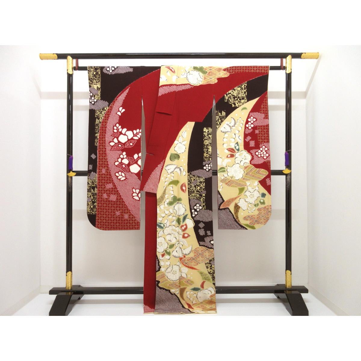 振袖　友禅金彩加工　絞り入