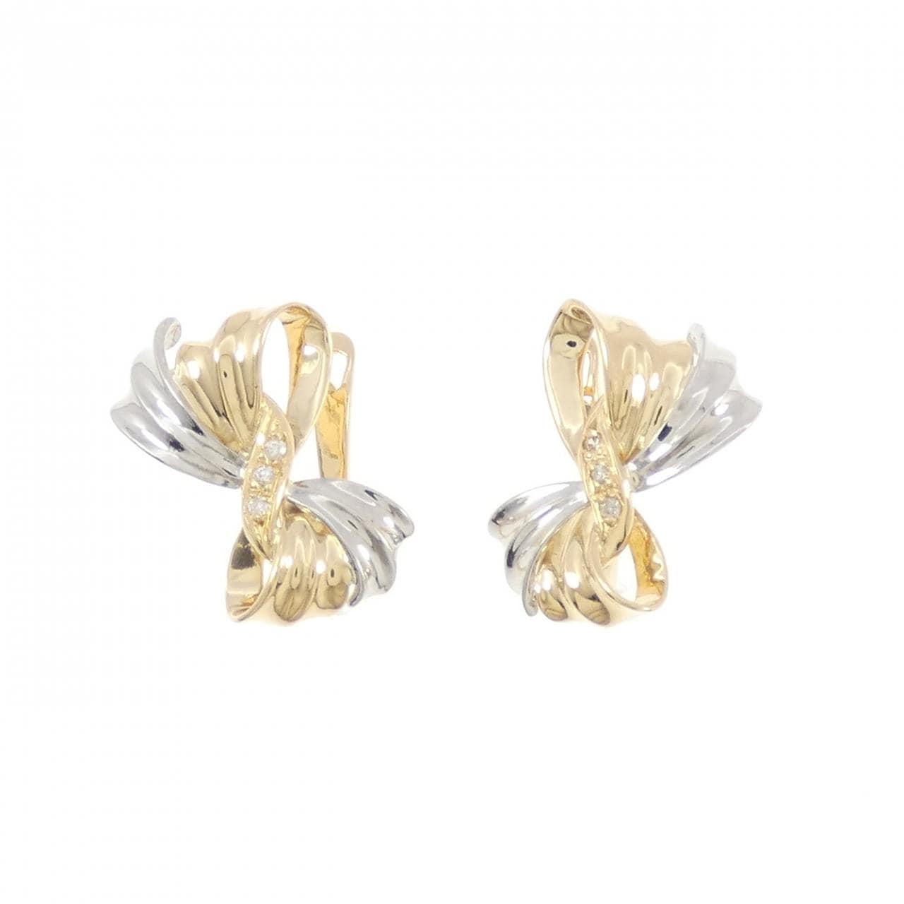 K18YG/PT900 ダイヤモンド ピアス 0.04CT