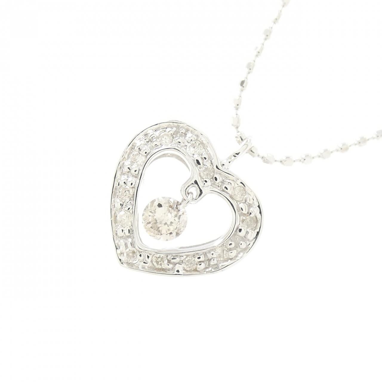 K18WG ハート ダイヤモンド ネックレス 0.15CT