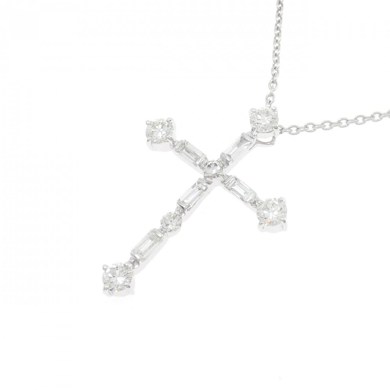 K18WG クロス ダイヤモンド ネックレス 1.00CT