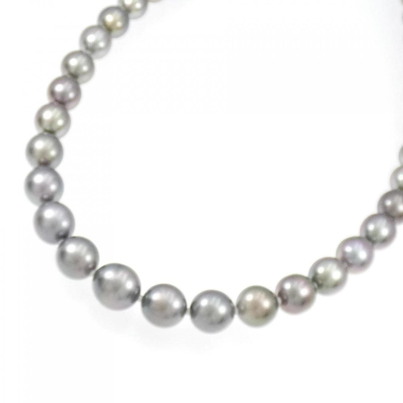 Silver clasp black butterfly pearl necklace 9.1-11.8mm