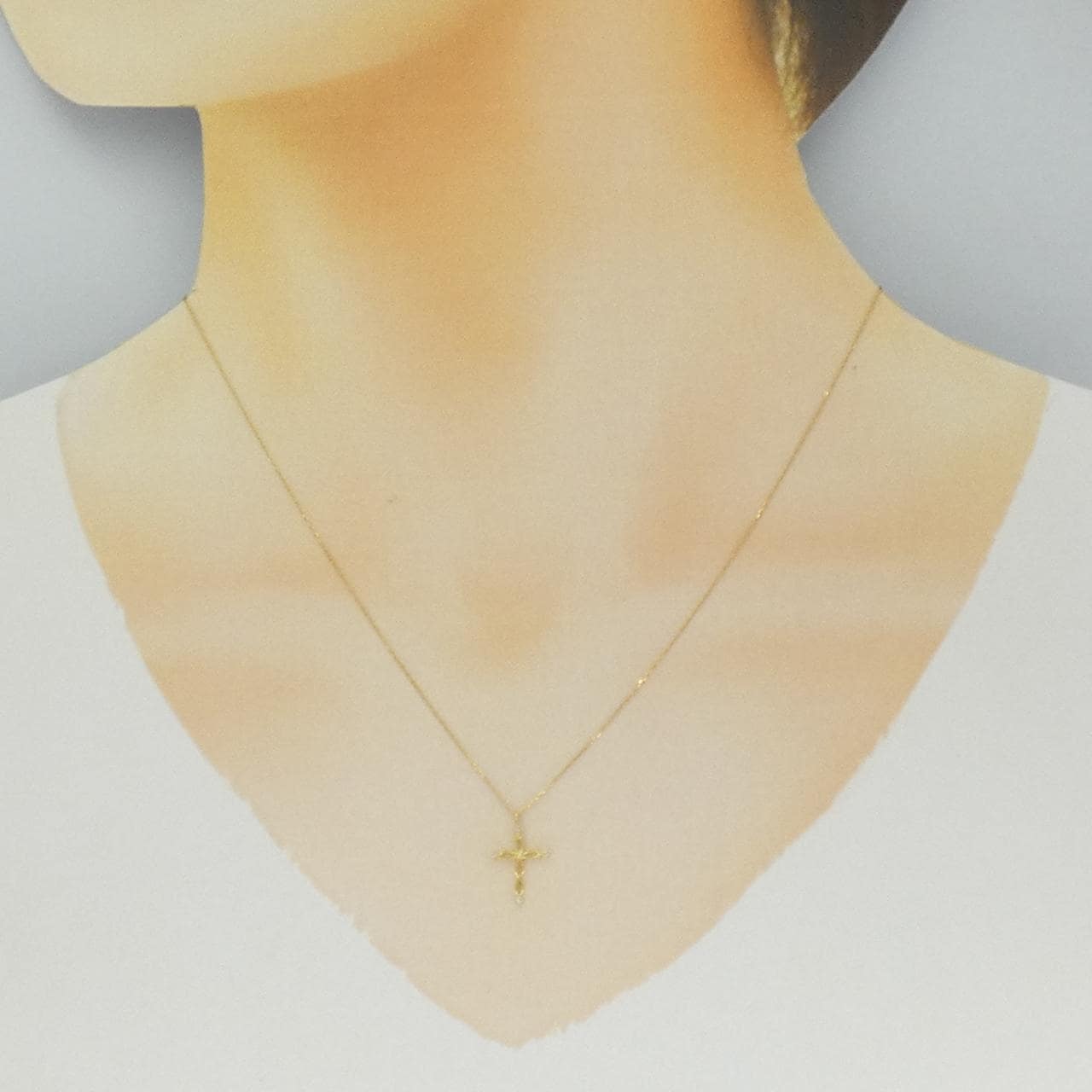 K18YG クロス ダイヤモンド ネックレス 0.01CT