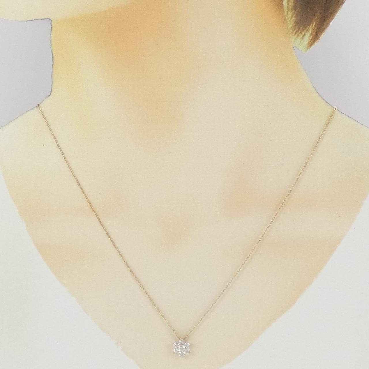 K18PG フラワー ダイヤモンド ネックレス 0.40CT