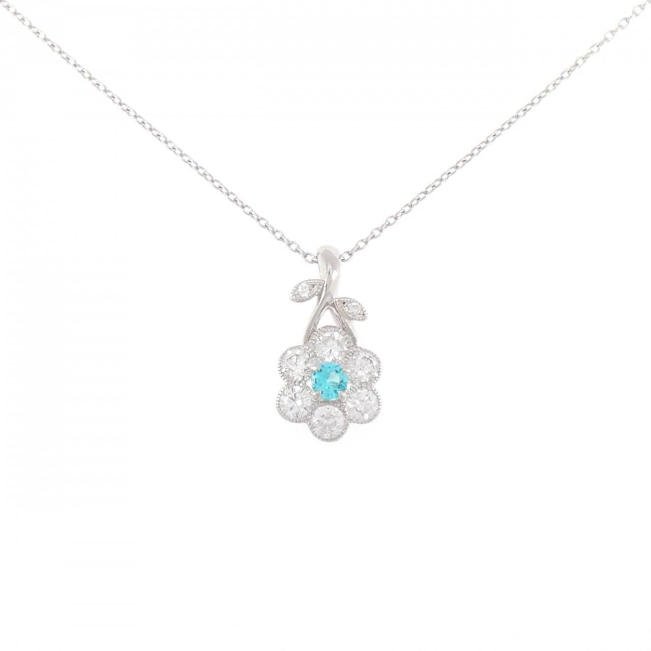 PT900/PT850 フラワー パライバトルマリン ネックレス 0.099CT
