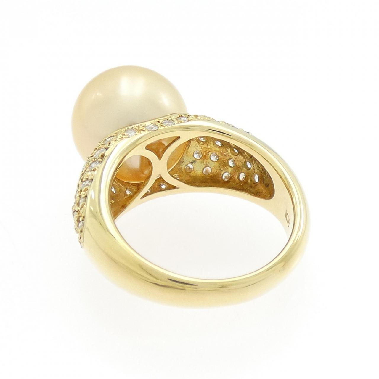 K18YG 白蝶パール リング 12.4mm