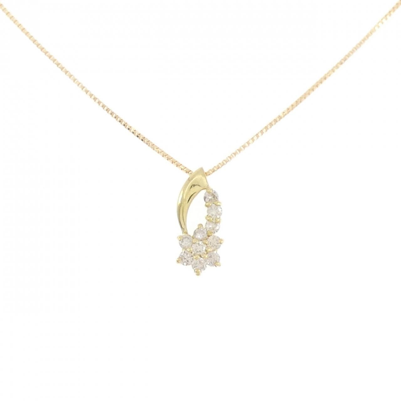 K18YG 花朵鑽石項鍊 0.20CT