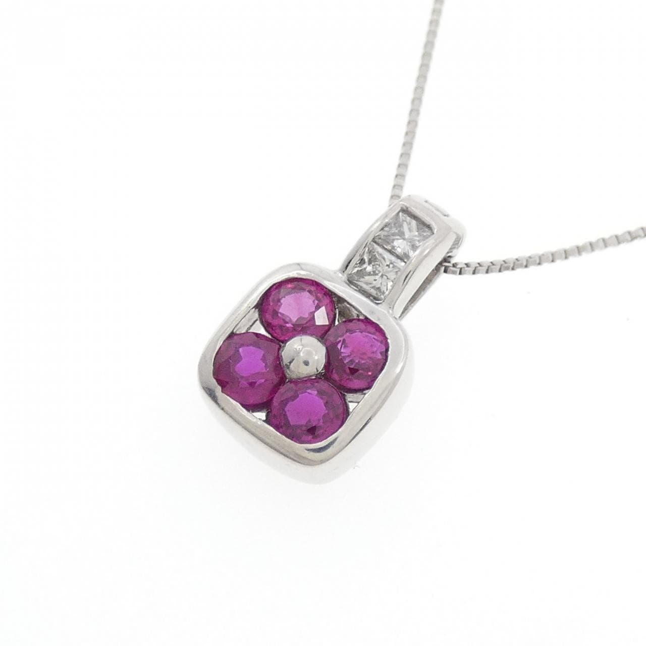 PT900/PT850 ルビー ネックレス 0.77CT