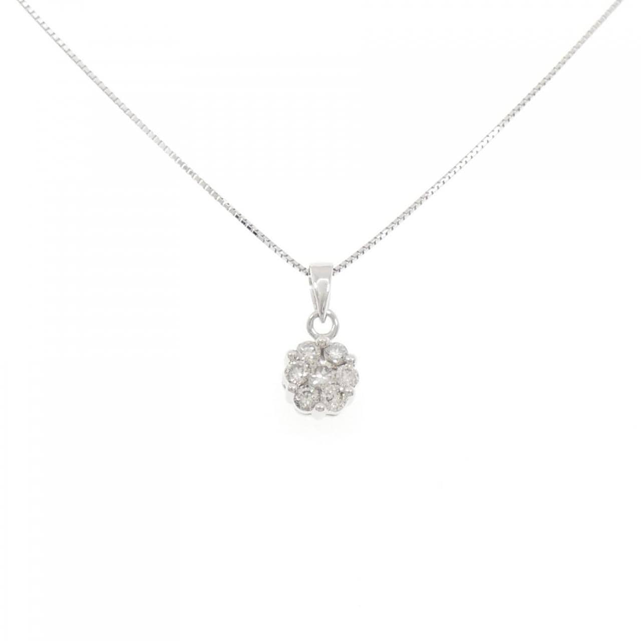 K18WG フラワー ダイヤモンド ネックレス 0.50CT