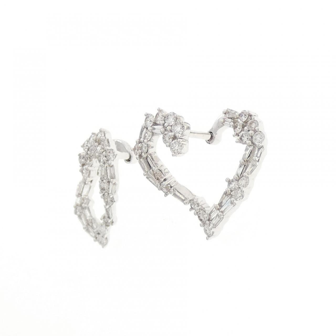 K18WG ハート ダイヤモンド ピアス 1.00CT