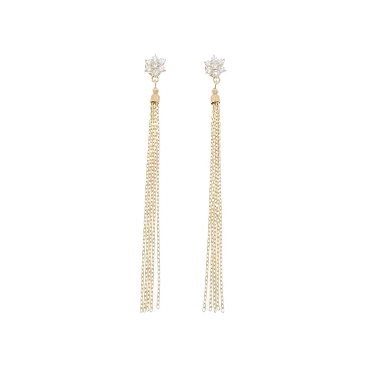 K18YG フラワー ダイヤモンド ピアス 0.30CT